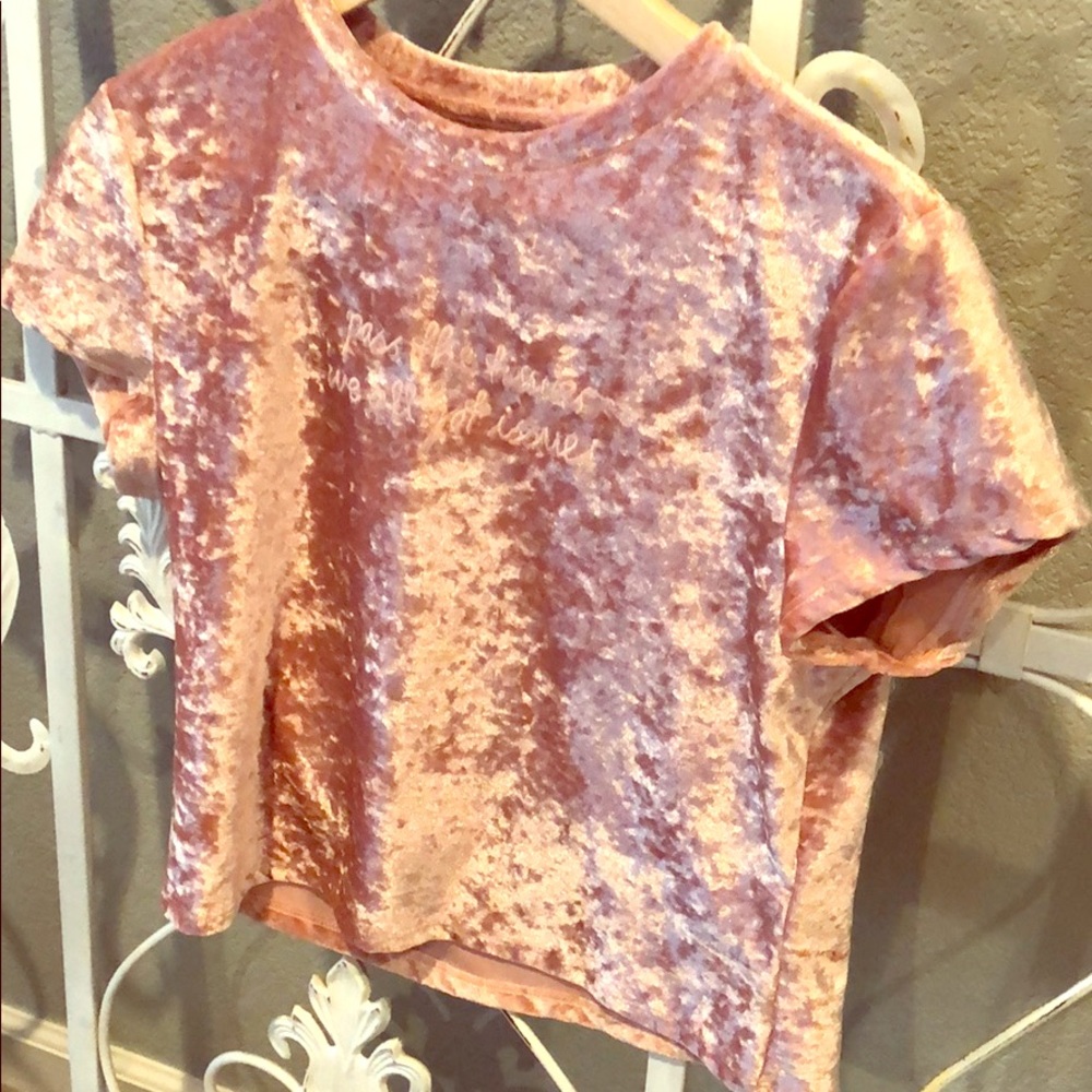 H&M Crushed velvet rose pink crop top